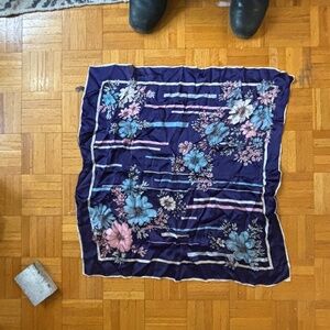 80s Japanese floral and abstract scarf